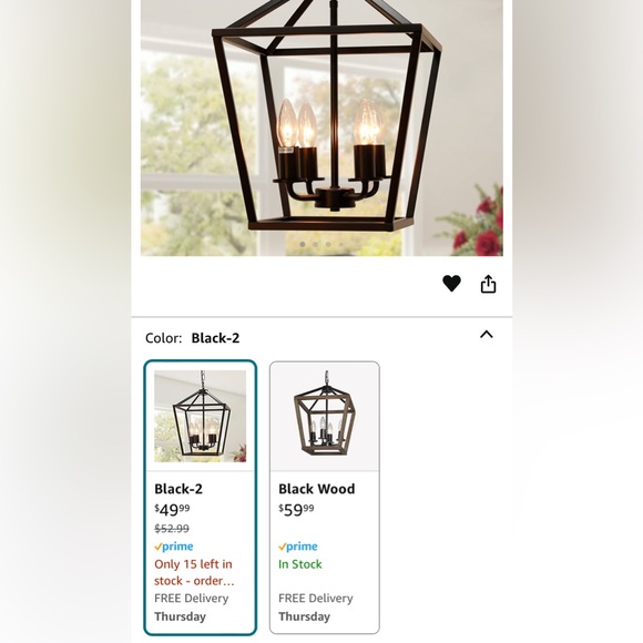 4-Light Lantern Pendant Light, BLACK - Picture 7 of 8